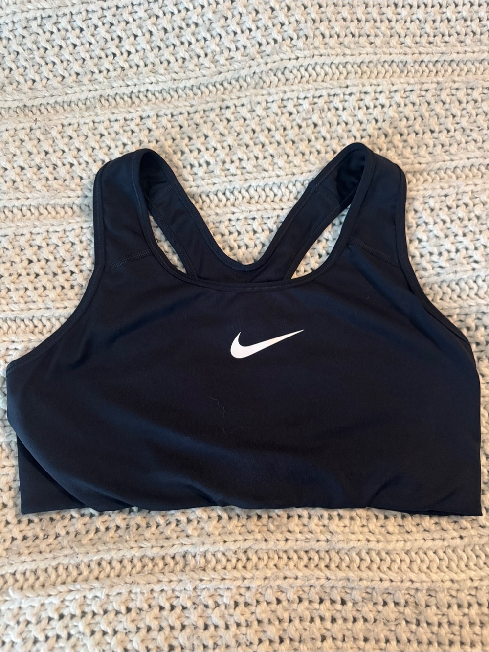 Nike Navy Racerback Sports Bra with White Swoosh